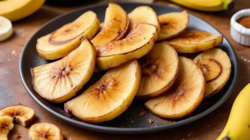 Banana caramelizada na air fryer