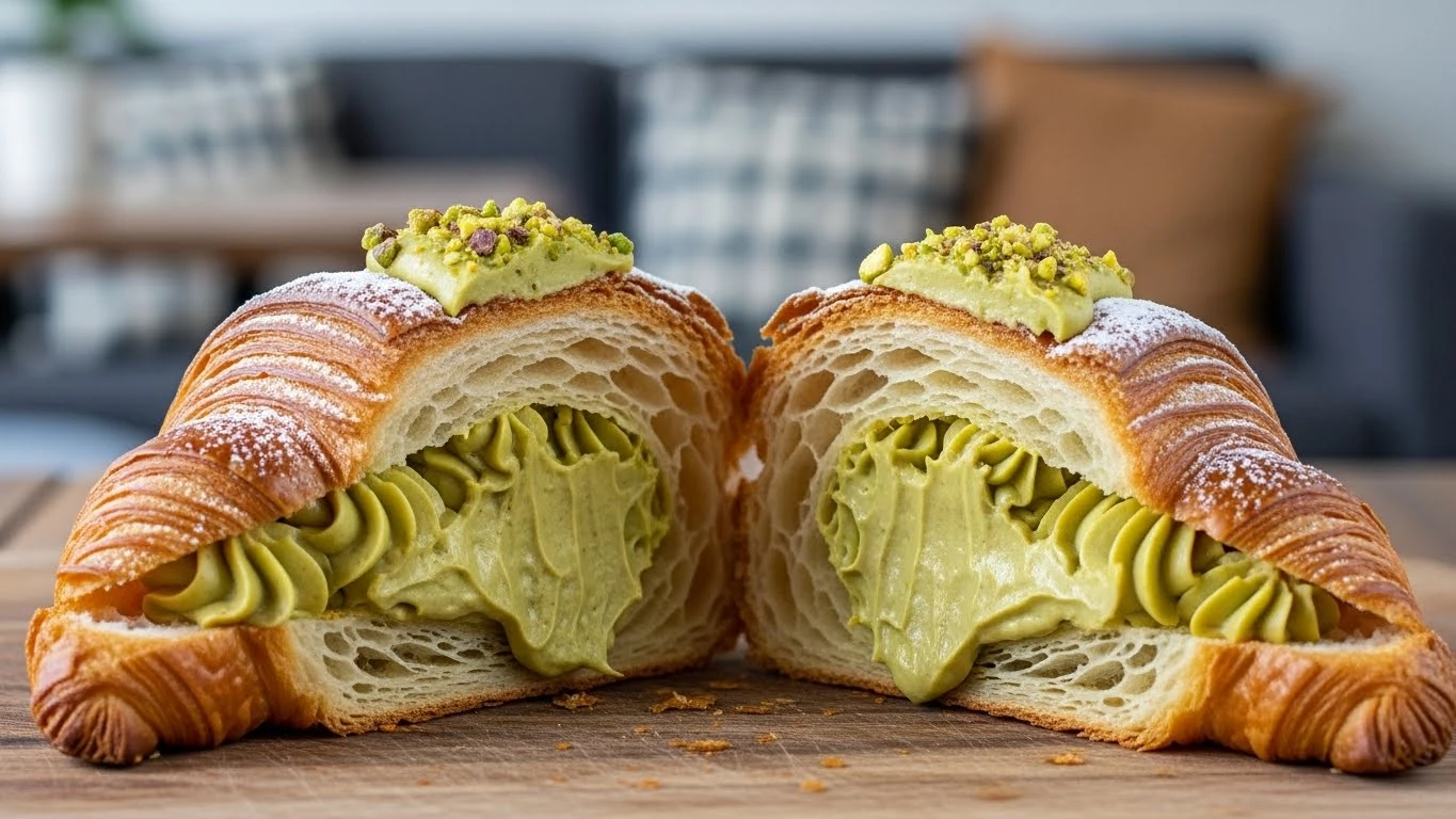 Croissant recheado com creme de pistache